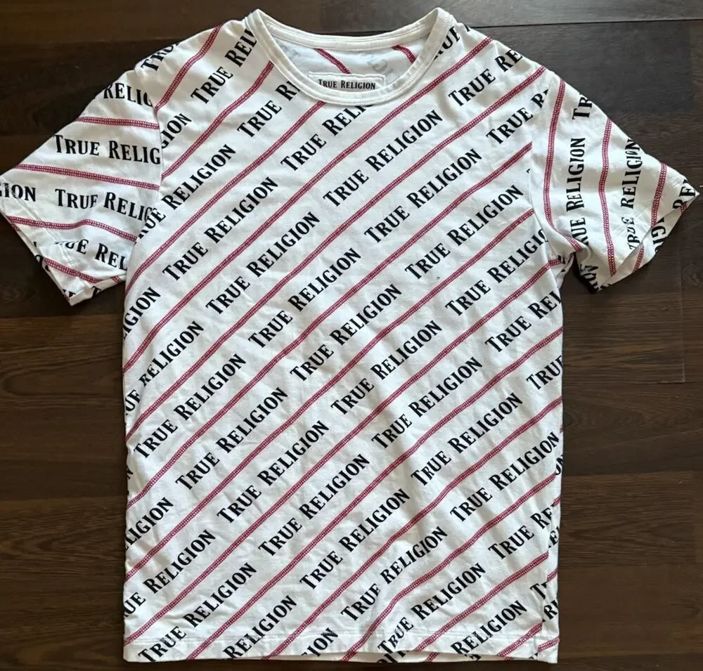 Rare Find TRUE RELIGIONMens Coverstitch AOP T-Shirt Men’s Sz Small